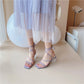 Fashion Full Leather Crystal Heel Sandals