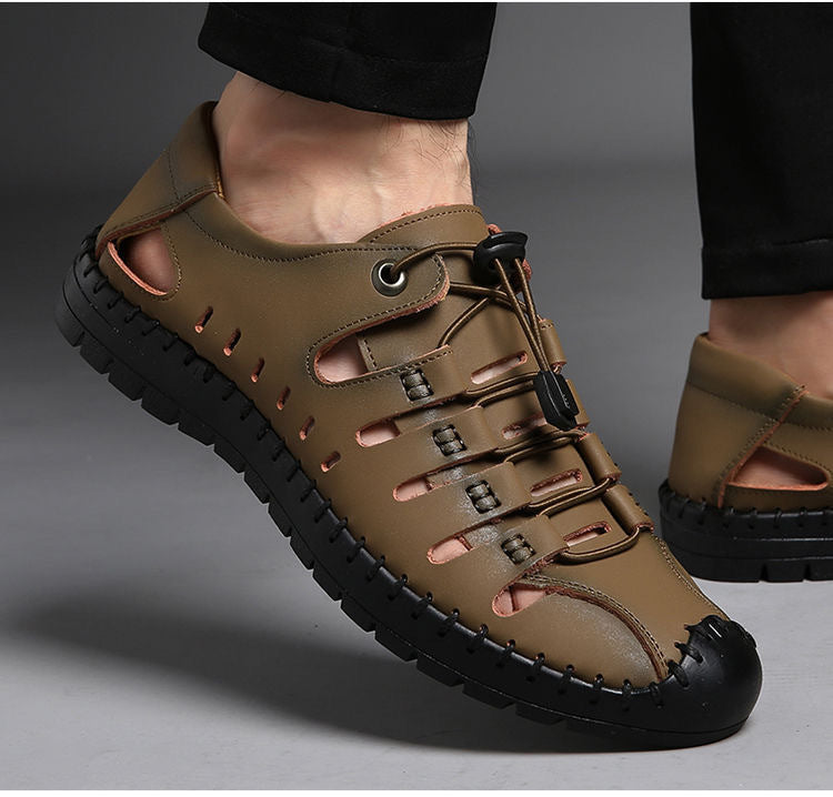 Leather Baotou Hole Shoes Cowhide Casual Hollow Sandals