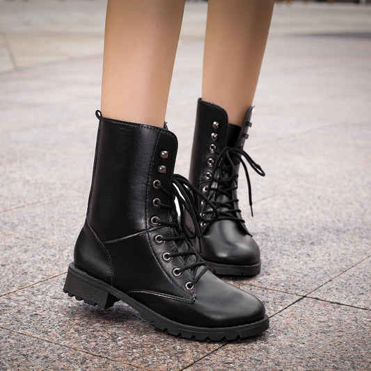 Thick Bottom Square Root British Wind Boots