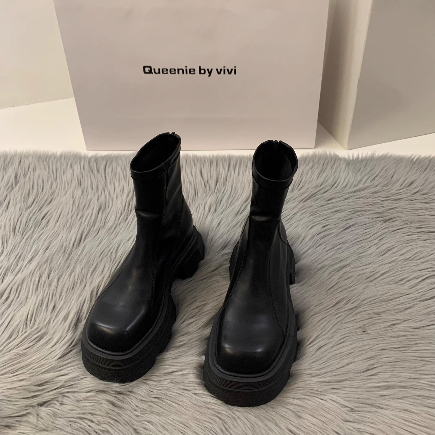 Thick Bottom Square Toe Martin Boots Women - EnigmaParis