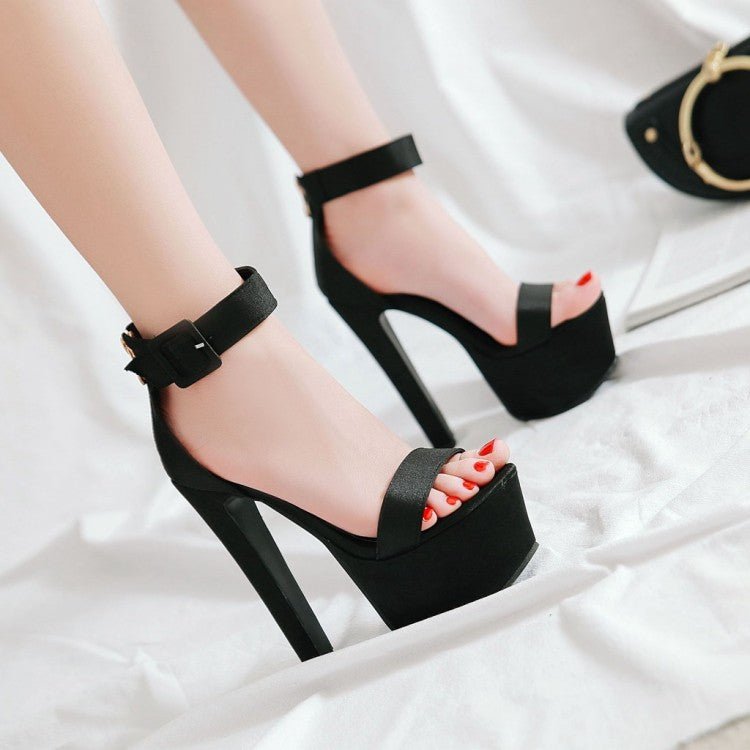 16CM SUPER HEEL PLATFORM SATIN ROMA SANDALS - Enigmaparis