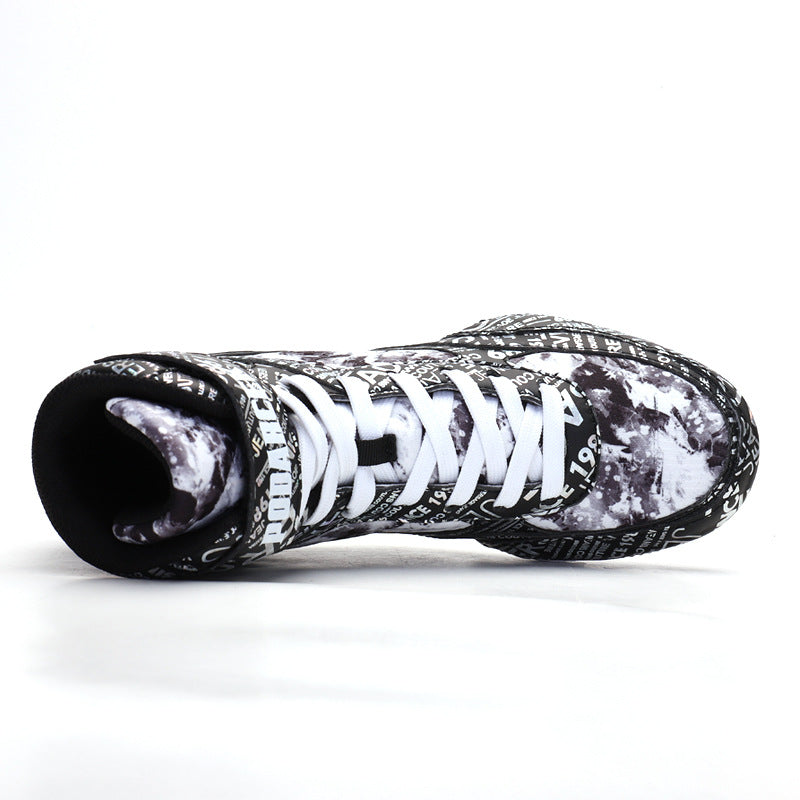 High-Top Boxing Shoe: Men's Sneaker in Fashion Graffiti Style