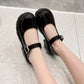 Black Ankle Buckle Platform Pumps Women Japanese Style Patent Leather Mary Jane Shoes Woman Punk Thick Heels Lolita Shoes Mujer