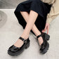 Black Ankle Buckle Platform Pumps Women Japanese Style Patent Leather Mary Jane Shoes Woman Punk Thick Heels Lolita Shoes Mujer