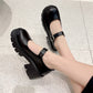 Black Ankle Buckle Platform Pumps Women Japanese Style Patent Leather Mary Jane Shoes Woman Punk Thick Heels Lolita Shoes Mujer