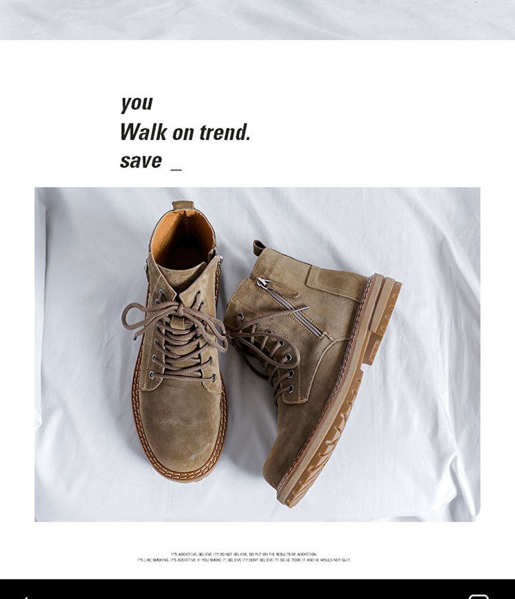 Men's Side Zipper Ankle Boots: Super Popular INS High Street Fashion - EnigmaParis