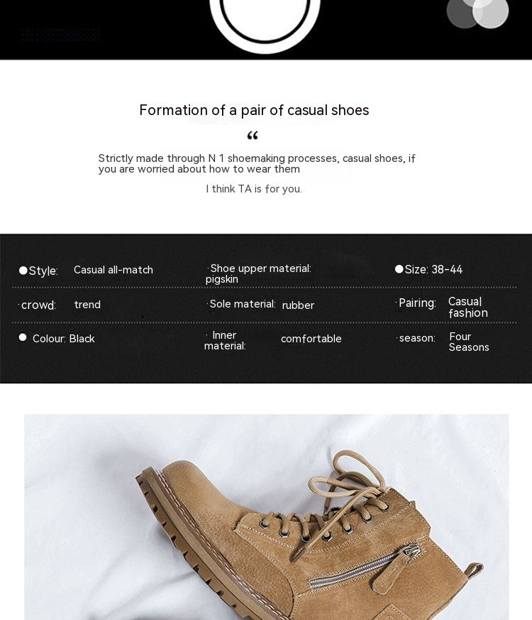 Men's Side Zipper Ankle Boots: Super Popular INS High Street Fashion - EnigmaParis