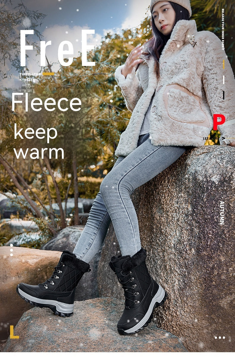 Women's Winter Fashion High-top Warm Fleece-lined Thick And Comfortable Snow Boots - EnigmaParis