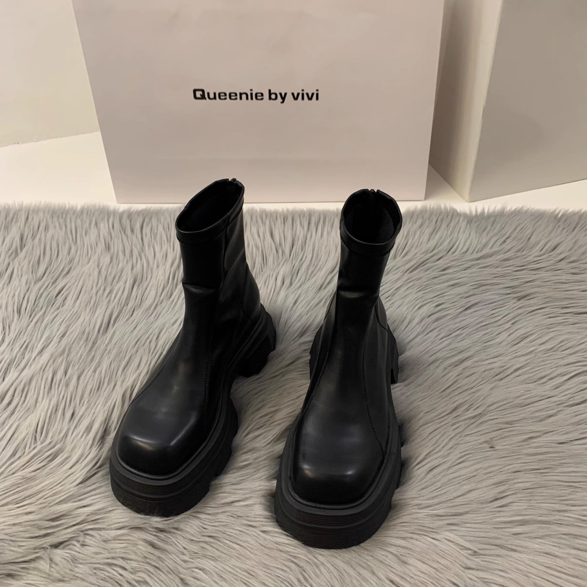 Thick Bottom Square Toe Martin Boots Women - EnigmaParis
