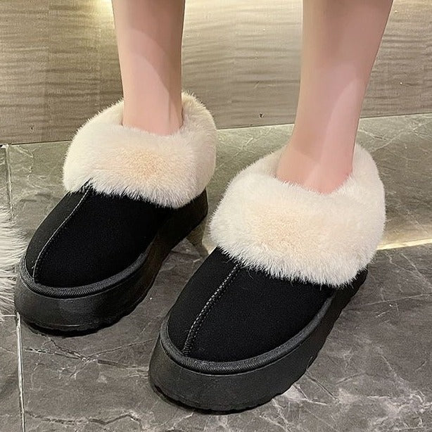 Women's Fur Mouth Short Tube Wrapped Cotton Slippers - EnigmaParis