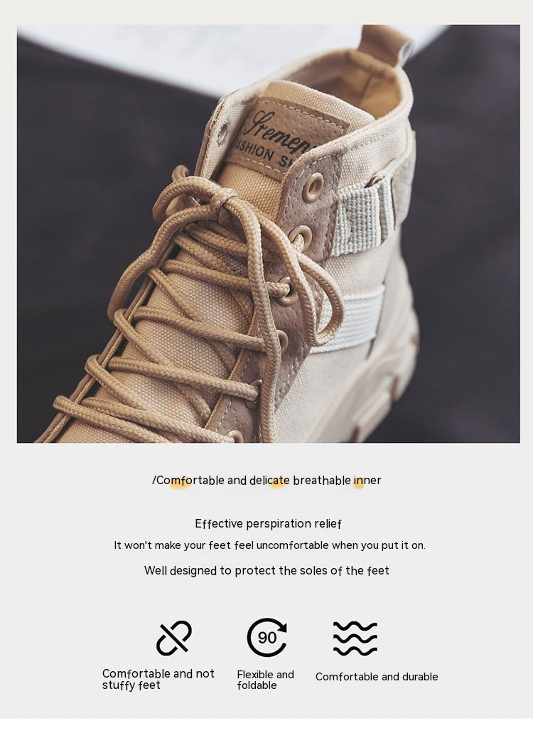 Martin Boots Female Student All-matching Knight Short High-top Booties Chic Canvas Shoes - EnigmaParis