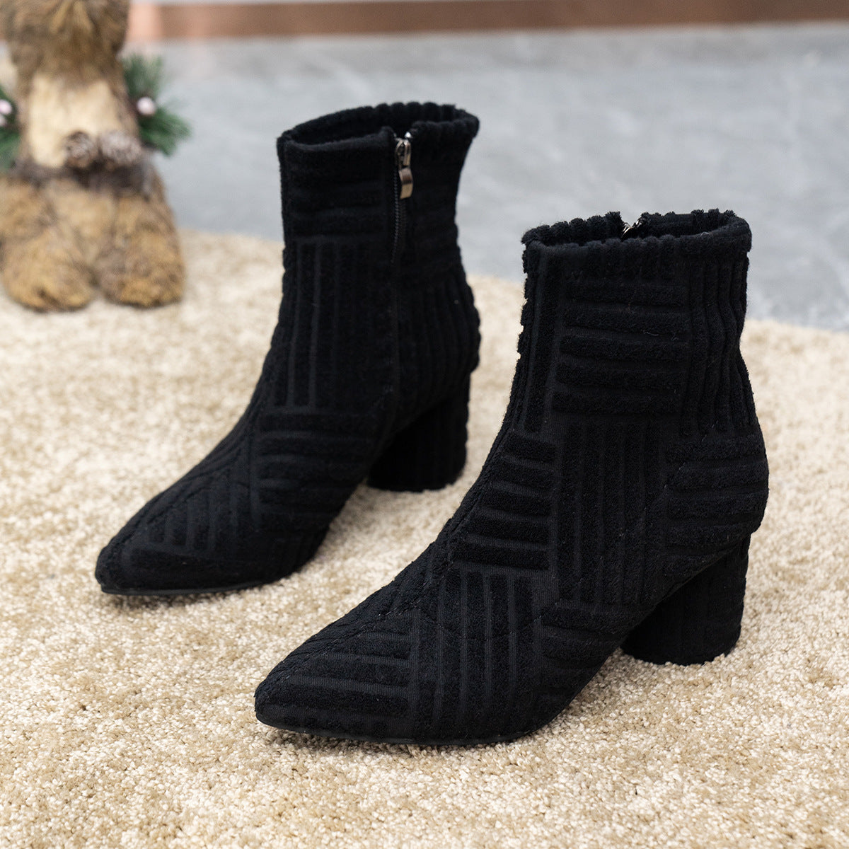 Women's Shoes Pointed Toe Zip High Heel Boots Fashion - EnigmaParis