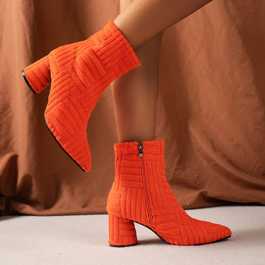Women's Shoes Pointed Toe Zip High Heel Boots Fashion - EnigmaParis