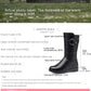 Winter Flat Non-slip Leather Shoes Fleece-lined Thermal Middle Tube Cotton Boots - EnigmaParis