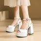 Women's Plus Size Chunky Heel High Heel Sandals.