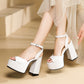 Women's Plus Size Chunky Heel High Heel Sandals.