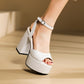 Women's Plus Size Chunky Heel High Heel Sandals.