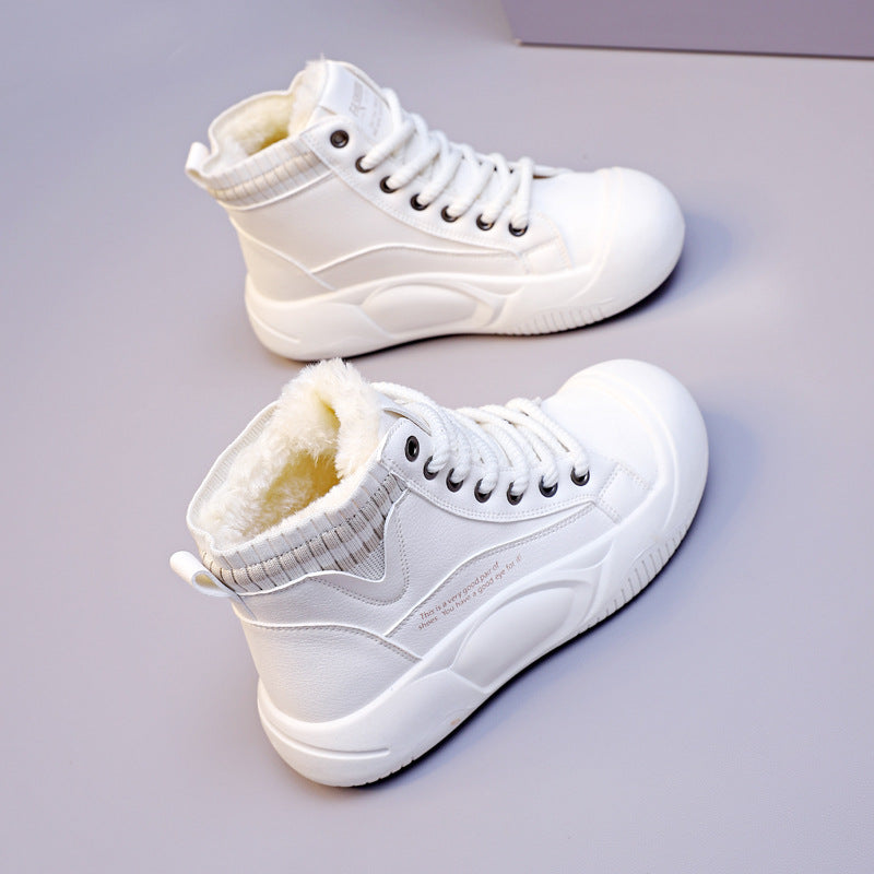 Women's Autumn And Winter Fleece-lined High-top Casual Shoes - EnigmaParis