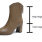 Genuine Leather Pointed Toe High Heel Boots Female White Chunky Heels - EnigmaParis