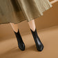 Genuine Leather Pointed Toe High Heel Boots Female White Chunky Heels - EnigmaParis