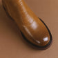 Thick Heel Brown Ankle Boots British Style Handsome.