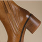Thick Heel Brown Ankle Boots British Style Handsome.