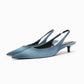 Women's Blue Denim Fabric High Heels.