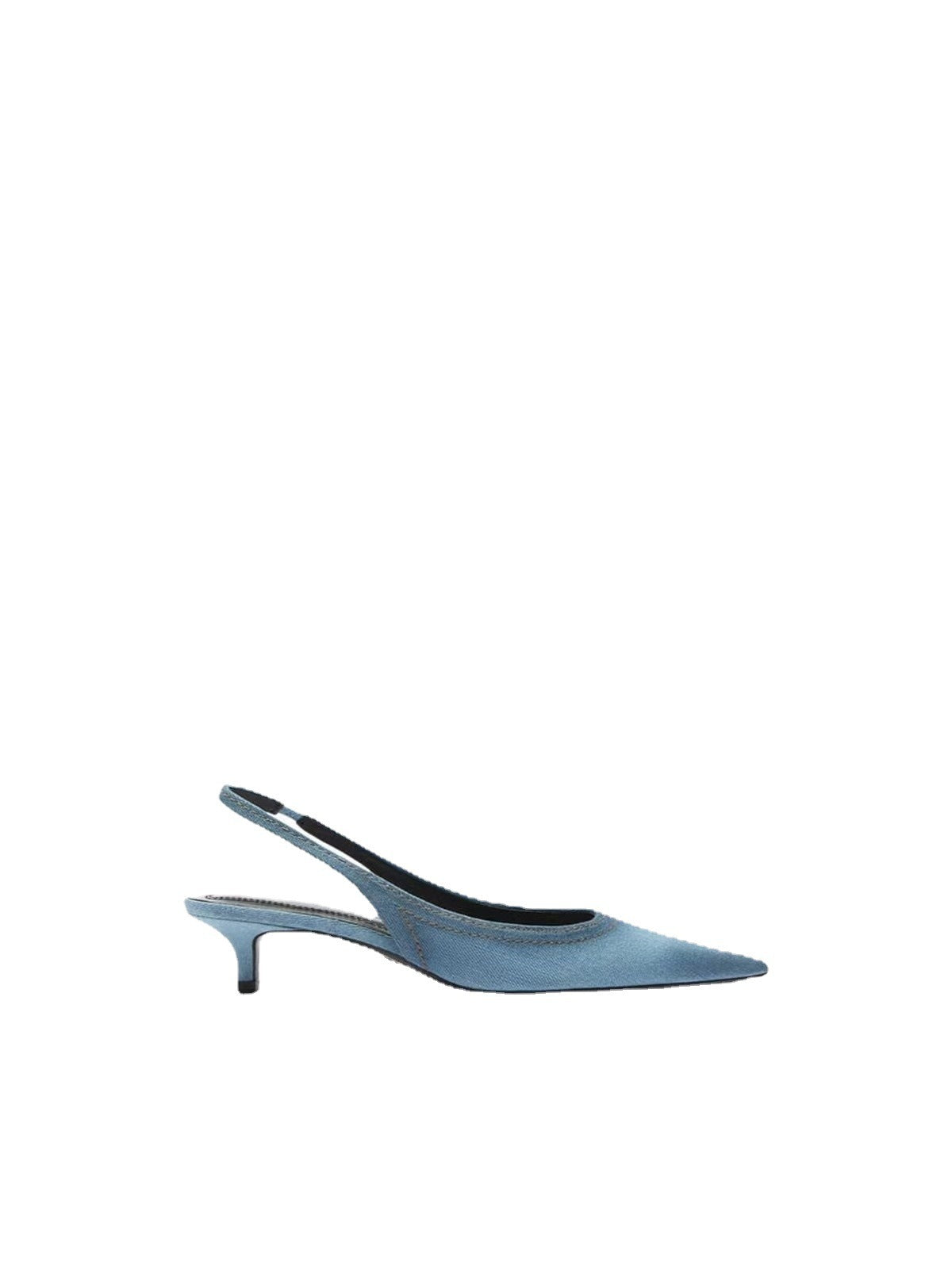 Women's Blue Denim Fabric High Heels.
