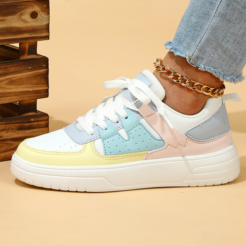 Trendy Fashion Platform Sneakers Soft Bottom Comfortable Lace-up Outdoor Casual Flat Shoes.