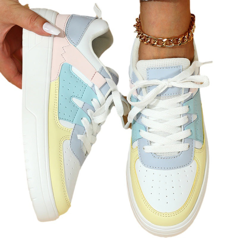 Trendy Fashion Platform Sneakers Soft Bottom Comfortable Lace-up Outdoor Casual Flat Shoes.