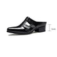 Summer Outer Wear Pointed-toe Authentic Leather Half Slippers Closed Toe Leather Slippers Men