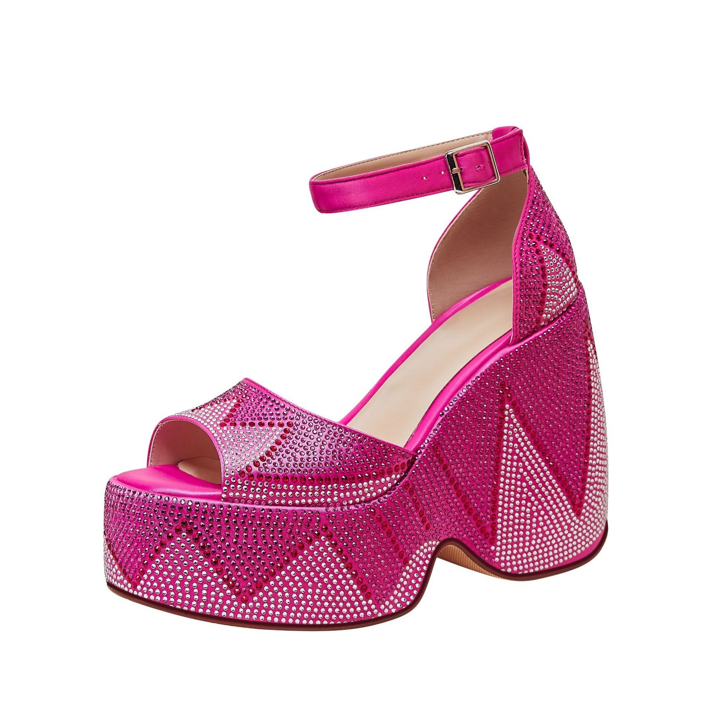 Luxury Rhinestone Platform Wedge Sandals - Stylish Thick Bottom Plus Size Footwear - EnigmaParis