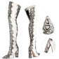 Women's Plus Size Pointed Snakeskin High Over-The-Knee Boots.