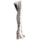 Women's Plus Size Pointed Snakeskin High Over-The-Knee Boots.