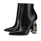 Luxury Rhinestone Gemstone Heel Women Side Zip Short Boots