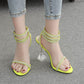 Lace-up transparent wine glass heel sandals