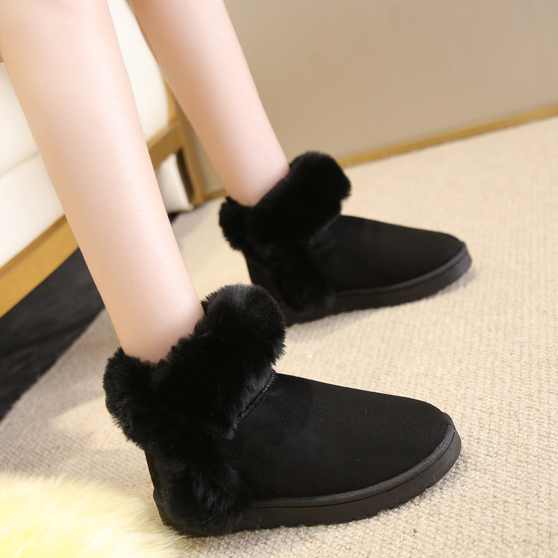 Snow Boots For Women Students Winter Warm Slip On Fluffy Platform Comfy Fleece Ankle Boots Non-slip Plush Cotton Shoes - EnigmaParis