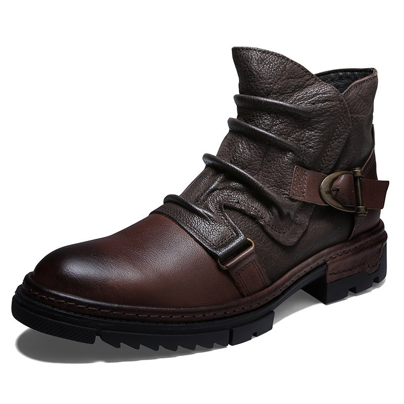 Plus Velvet Warm British High-top Leather Shoes Martin Boots