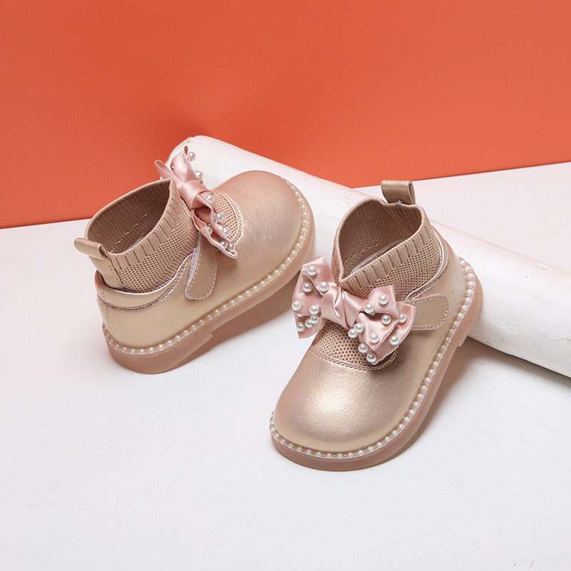 New All-match Children's Boots Princess Shoes Small Leather  Korean Version