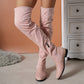 Fashion Over-the-knee Boots For Women Suede Stitching Low-heeled Long Boots With Side Zipper Design Party Shoes Winter - EnigmaParis