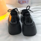 Thick High Heels With Lace Up Small Leather Shoes, Women's British Style Black Versatile High Rise Single Shoes - EnigmaParis
