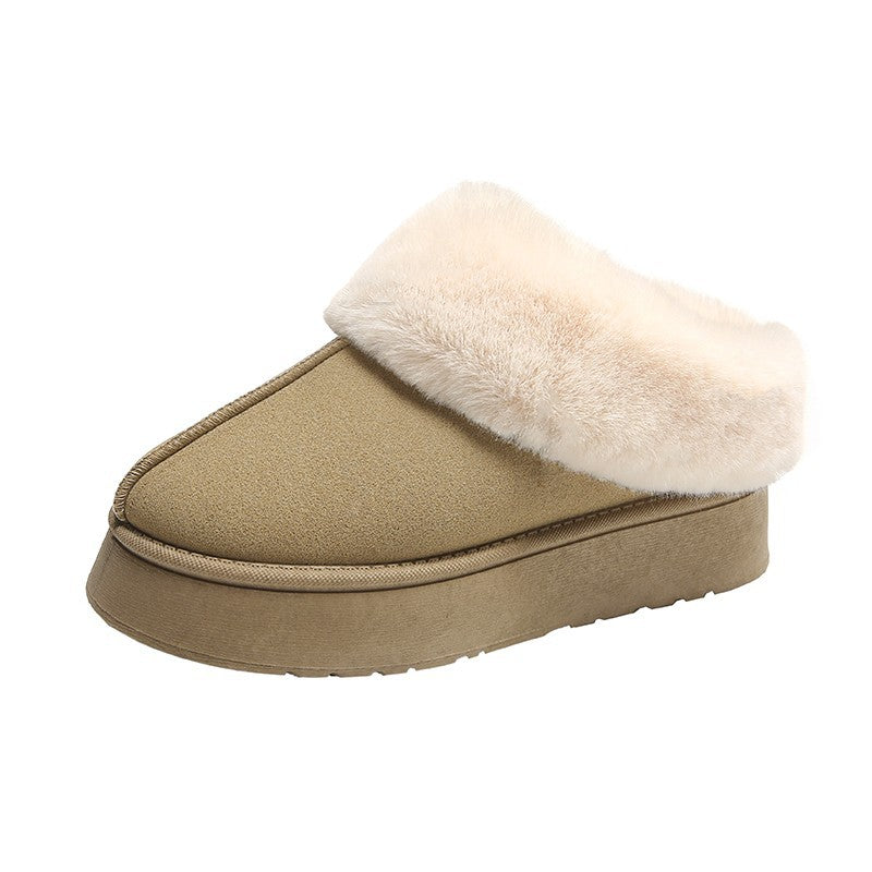 Women's Fur Mouth Short Tube Wrapped Cotton Slippers - EnigmaParis