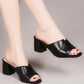 Stylish European Station Ankle Strap Sandals: Soft Leather, Thick Heel, Fashionable - EnigmaParis