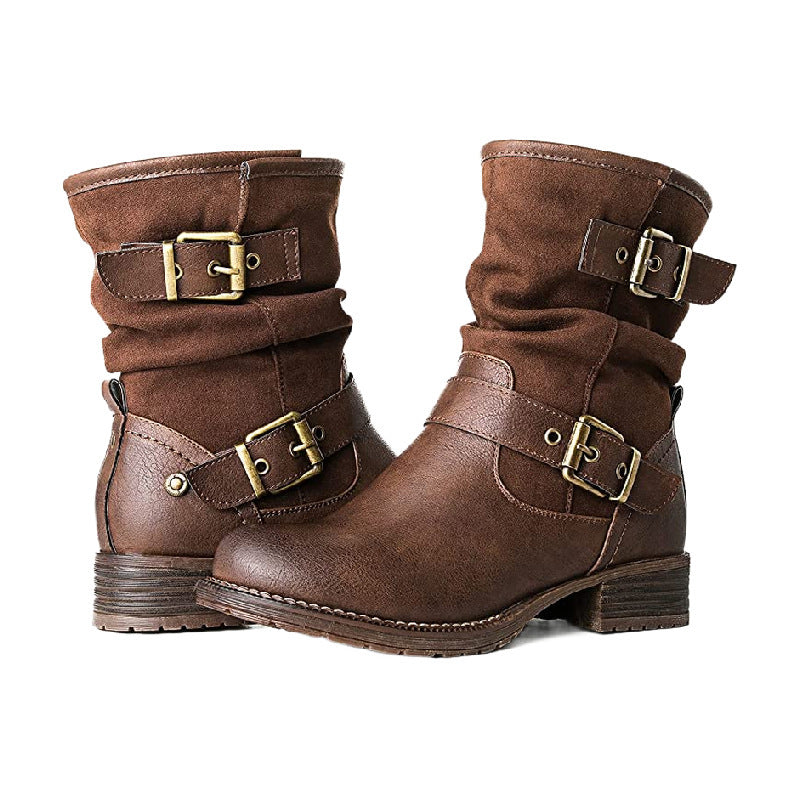 Knight   Belt Buckle With Low-heel Martin Boots
