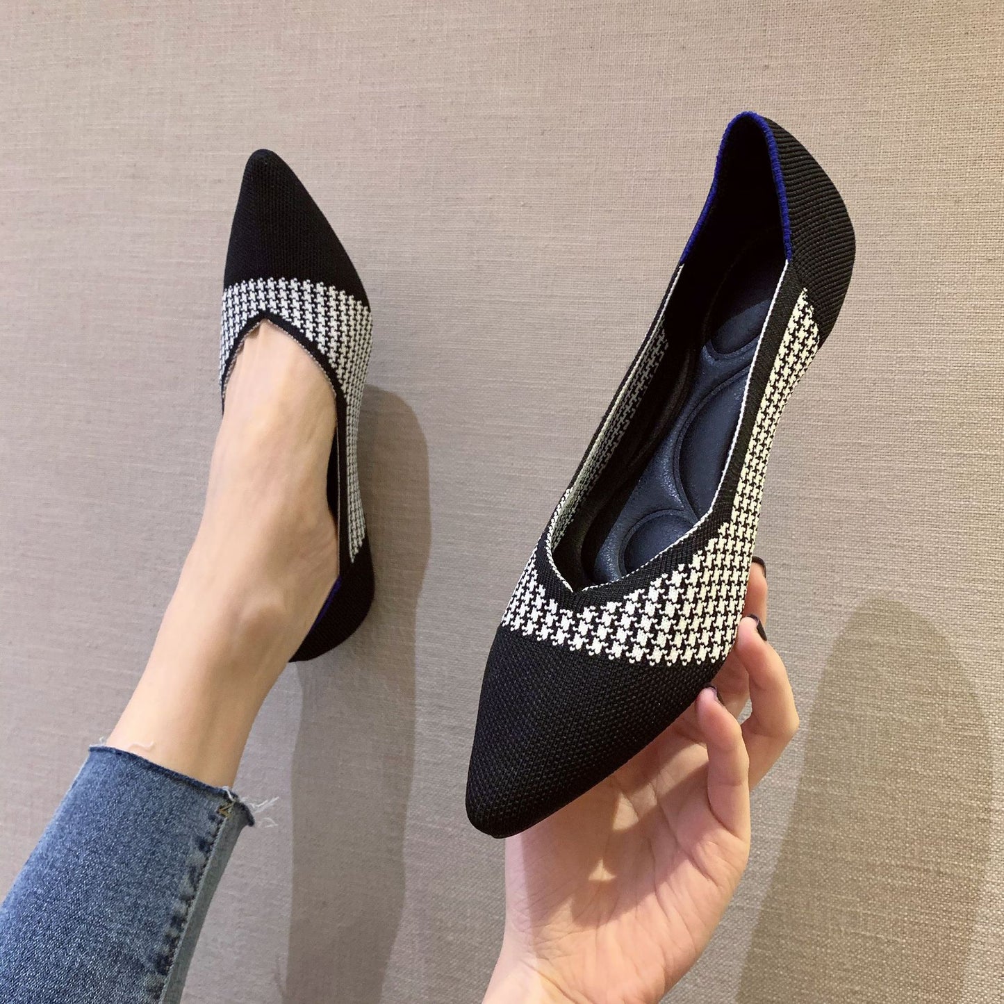 Women's Fashion Flyknit Pointed Braided Shoes - EnigmaParis