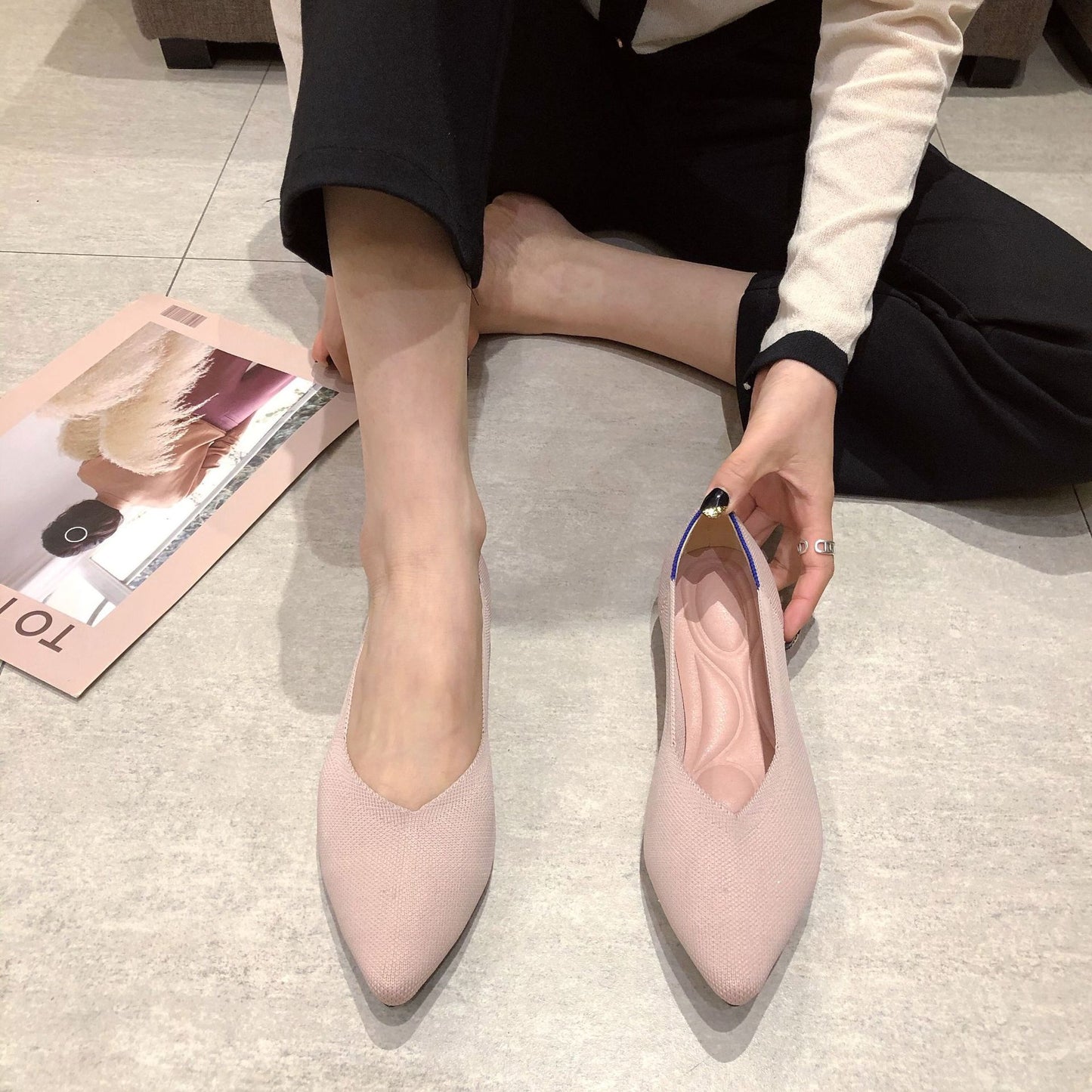 Women's Fashion Flyknit Pointed Braided Shoes - EnigmaParis