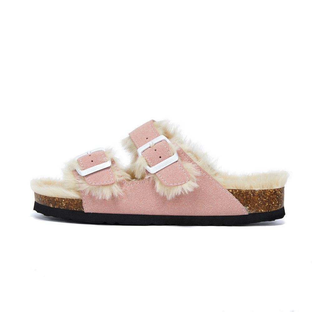 Cork Slippers | Flat-Bottomed Footwear - Autumn & Winter Plush Cork Slippers | Enigma Paris - EnigmaParis