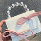 Textured Cute Bow Mini Chain Handbag