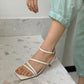 Square-headed fairy sandals with stiletto heels