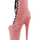 20cm Round Head Long Tube Suede Black Short Boots - Women's Super High Heel.
